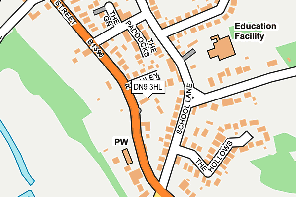 DN9 3HL map - OS OpenMap – Local (Ordnance Survey)