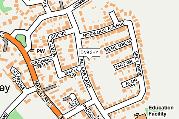 DN9 3HY map - OS OpenMap – Local (Ordnance Survey)