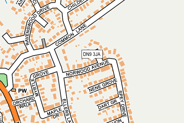 DN9 3JA map - OS OpenMap – Local (Ordnance Survey)