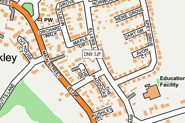 DN9 3JF map - OS OpenMap – Local (Ordnance Survey)