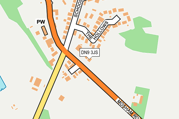 DN9 3JS map - OS OpenMap – Local (Ordnance Survey)
