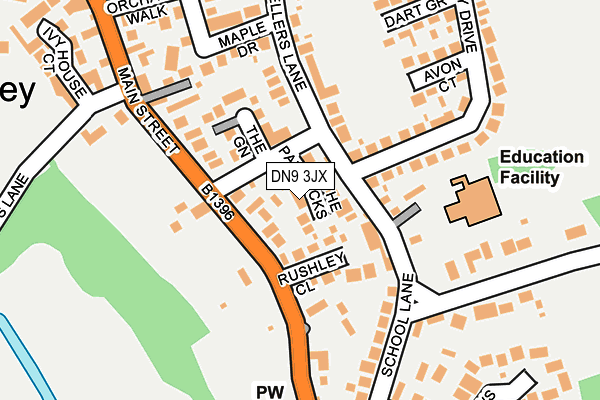 DN9 3JX map - OS OpenMap – Local (Ordnance Survey)