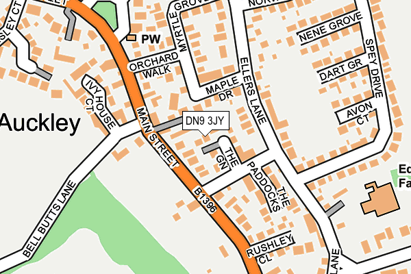DN9 3JY map - OS OpenMap – Local (Ordnance Survey)