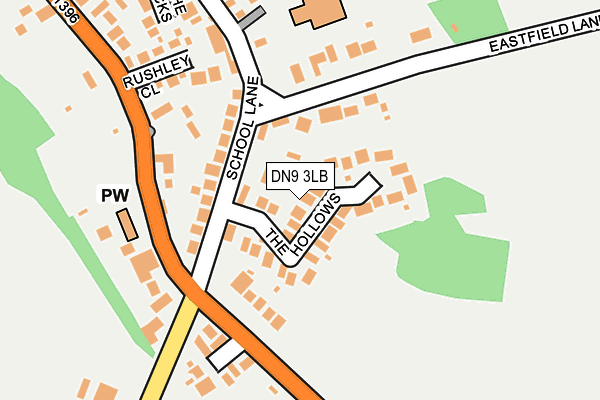 DN9 3LB map - OS OpenMap – Local (Ordnance Survey)