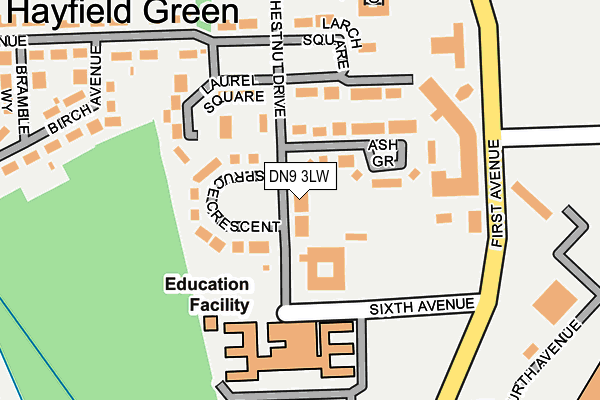 DN9 3LW map - OS OpenMap – Local (Ordnance Survey)