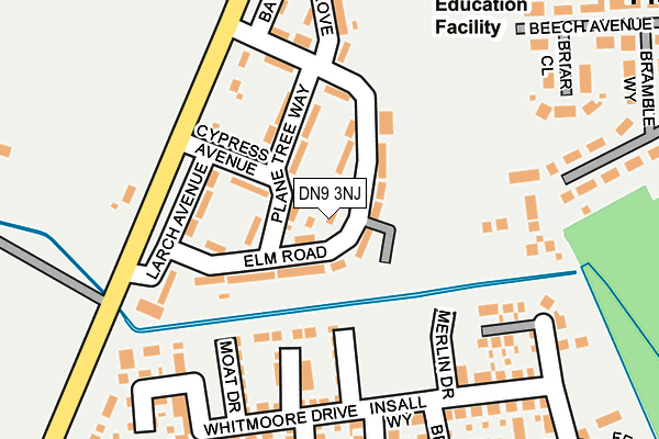 DN9 3NJ map - OS OpenMap – Local (Ordnance Survey)