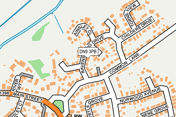 DN9 3PB map - OS OpenMap – Local (Ordnance Survey)