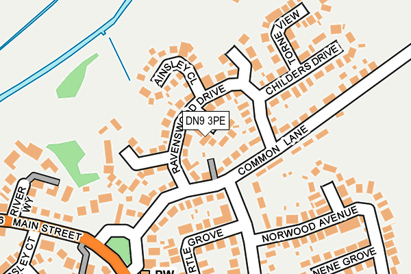 DN9 3PE map - OS OpenMap – Local (Ordnance Survey)