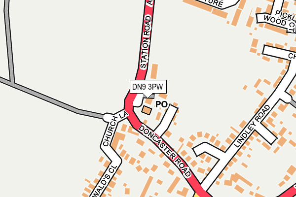 DN9 3PW map - OS OpenMap – Local (Ordnance Survey)