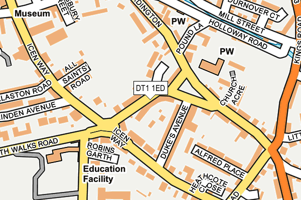 DT1 1ED map - OS OpenMap – Local (Ordnance Survey)