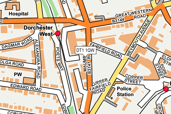 DT1 1QW map - OS OpenMap – Local (Ordnance Survey)