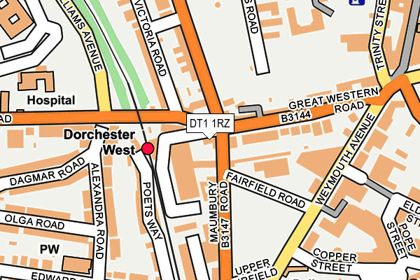 DT1 1RZ map - OS OpenMap – Local (Ordnance Survey)