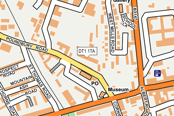DT1 1TA map - OS OpenMap – Local (Ordnance Survey)