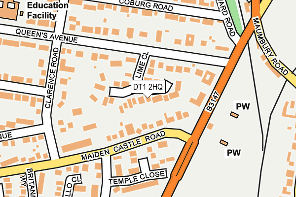 DT1 2HQ map - OS OpenMap – Local (Ordnance Survey)