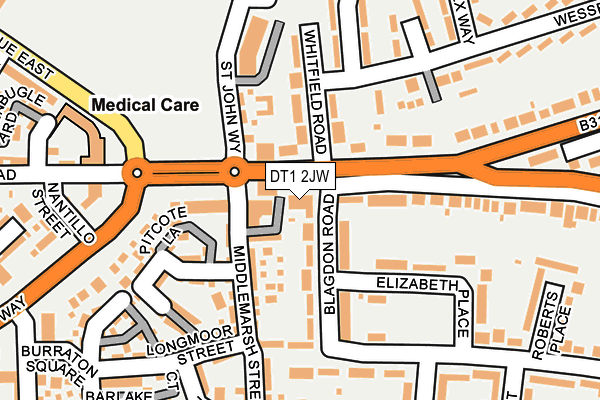 DT1 2JW map - OS OpenMap – Local (Ordnance Survey)