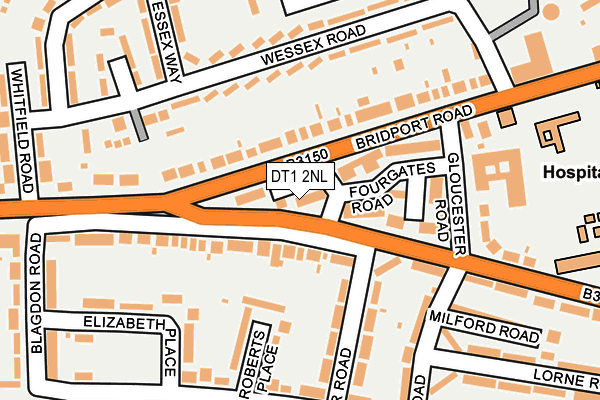 DT1 2NL map - OS OpenMap – Local (Ordnance Survey)