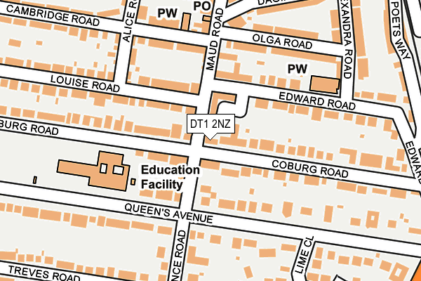 DT1 2NZ map - OS OpenMap – Local (Ordnance Survey)