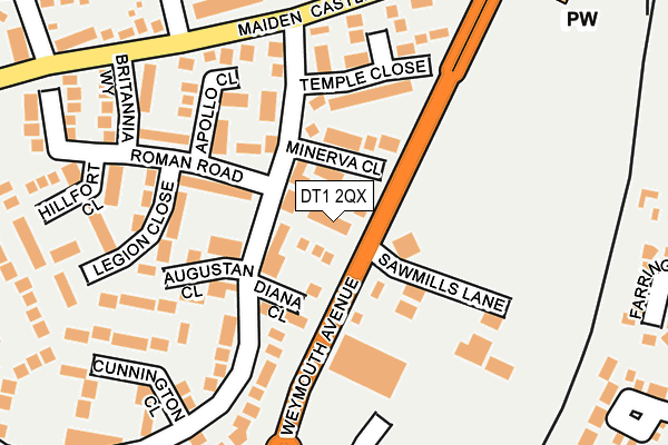 DT1 2QX map - OS OpenMap – Local (Ordnance Survey)