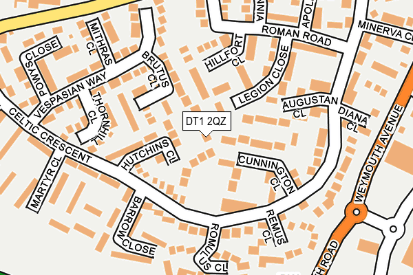 DT1 2QZ map - OS OpenMap – Local (Ordnance Survey)