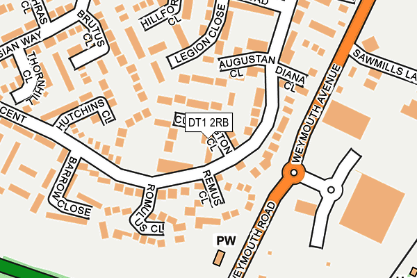 DT1 2RB map - OS OpenMap – Local (Ordnance Survey)