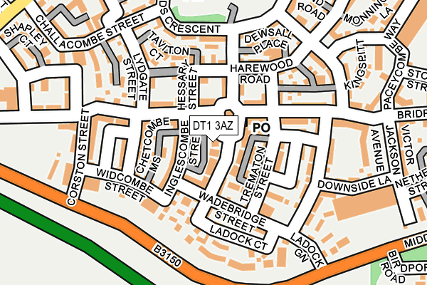 DT1 3AZ map - OS OpenMap – Local (Ordnance Survey)