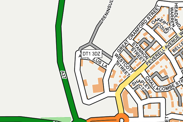 DT1 3DZ map - OS OpenMap – Local (Ordnance Survey)
