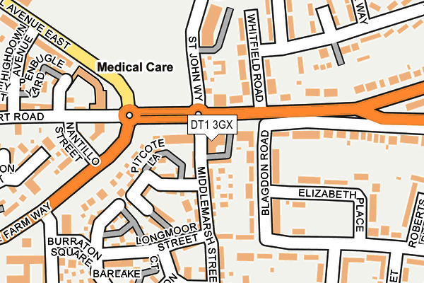 DT1 3GX map - OS OpenMap – Local (Ordnance Survey)