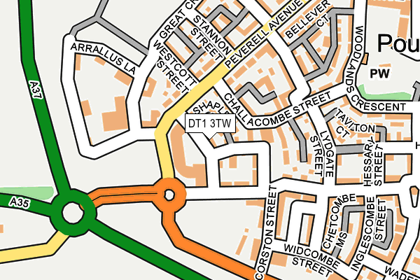 DT1 3TW map - OS OpenMap – Local (Ordnance Survey)