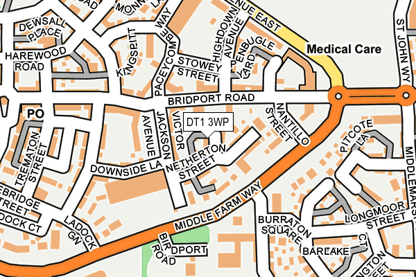 DT1 3WP map - OS OpenMap – Local (Ordnance Survey)