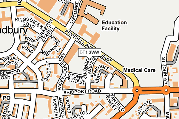 DT1 3WW map - OS OpenMap – Local (Ordnance Survey)