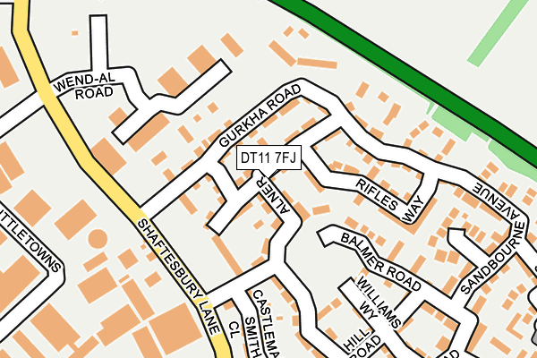 DT11 7FJ map - OS OpenMap – Local (Ordnance Survey)