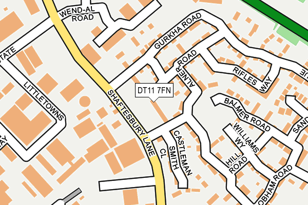 DT11 7FN map - OS OpenMap – Local (Ordnance Survey)