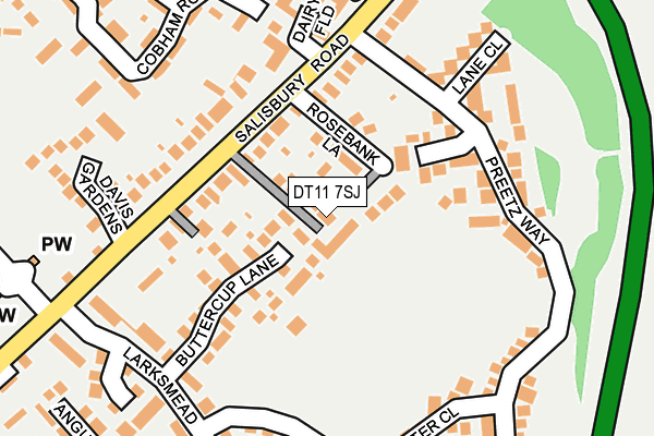 DT11 7SJ map - OS OpenMap – Local (Ordnance Survey)