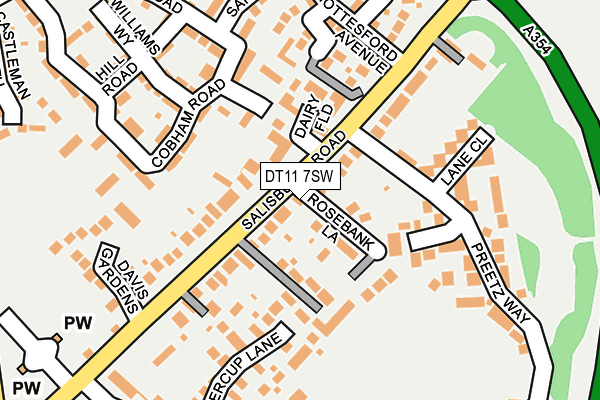 DT11 7SW map - OS OpenMap – Local (Ordnance Survey)