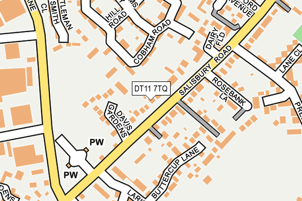 DT11 7TQ map - OS OpenMap – Local (Ordnance Survey)