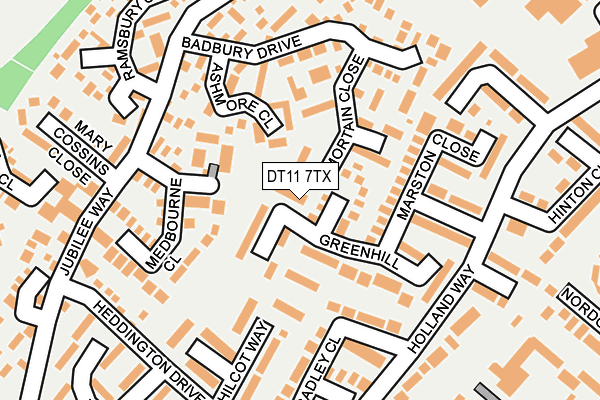 DT11 7TX map - OS OpenMap – Local (Ordnance Survey)