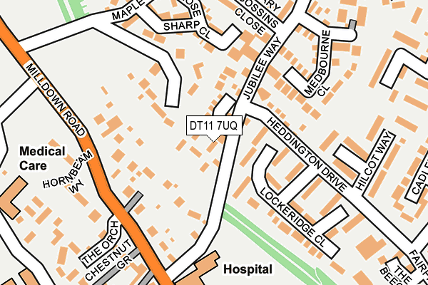 DT11 7UQ map - OS OpenMap – Local (Ordnance Survey)