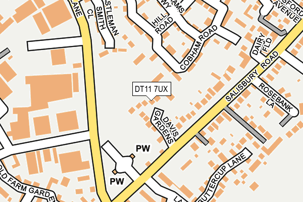 DT11 7UX map - OS OpenMap – Local (Ordnance Survey)