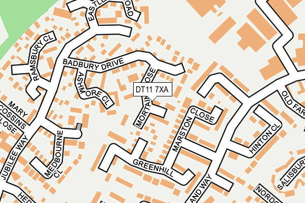 DT11 7XA map - OS OpenMap – Local (Ordnance Survey)