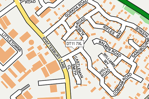 DT11 7XL map - OS OpenMap – Local (Ordnance Survey)
