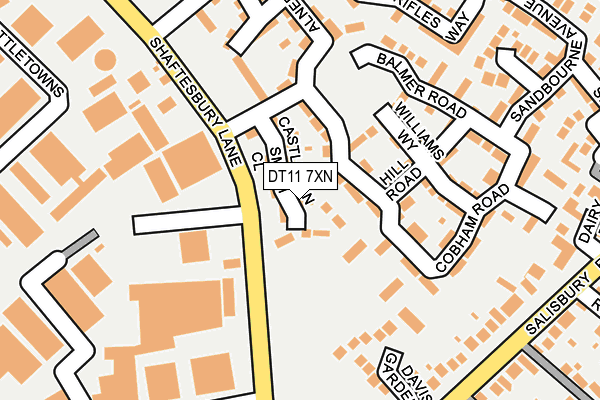 DT11 7XN map - OS OpenMap – Local (Ordnance Survey)