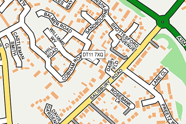 DT11 7XQ map - OS OpenMap – Local (Ordnance Survey)