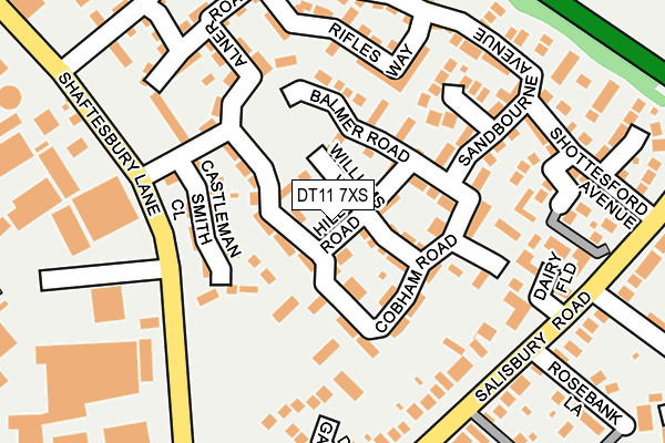 DT11 7XS map - OS OpenMap – Local (Ordnance Survey)