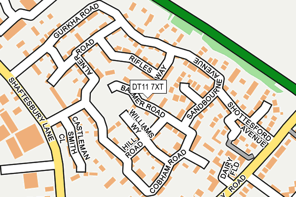 DT11 7XT map - OS OpenMap – Local (Ordnance Survey)