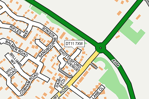 DT11 7XW map - OS OpenMap – Local (Ordnance Survey)