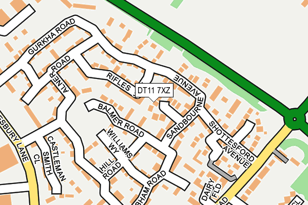 DT11 7XZ map - OS OpenMap – Local (Ordnance Survey)