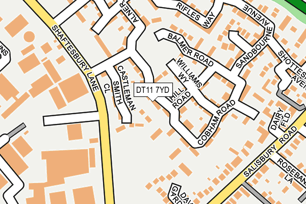 DT11 7YD map - OS OpenMap – Local (Ordnance Survey)