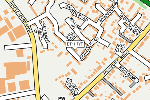 DT11 7YF map - OS OpenMap – Local (Ordnance Survey)
