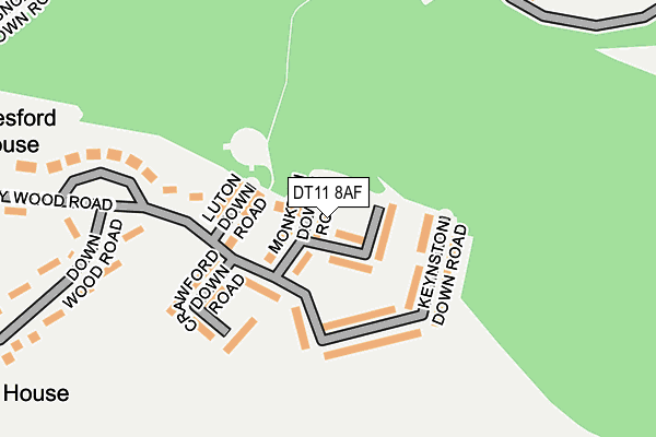 DT11 8AF map - OS OpenMap – Local (Ordnance Survey)