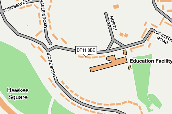 DT11 8BE map - OS OpenMap – Local (Ordnance Survey)